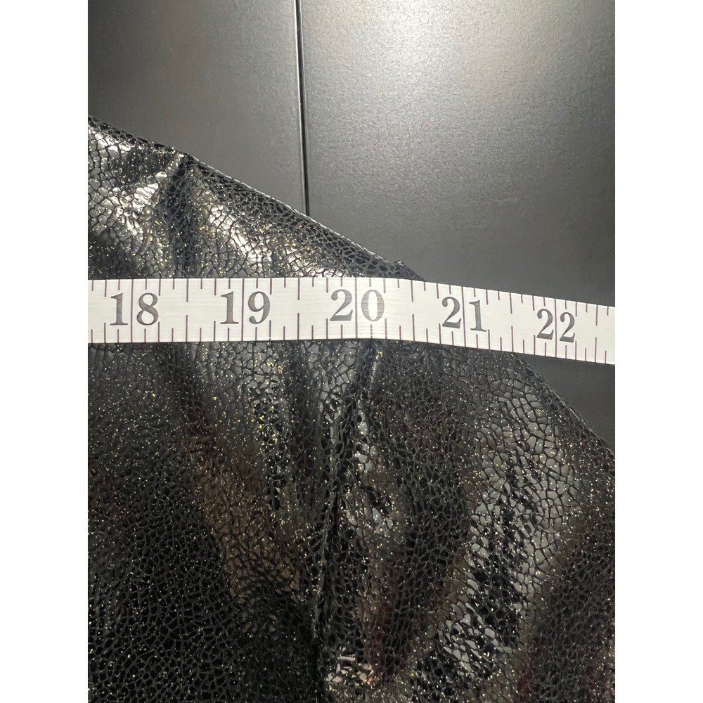 Terry Lewis Black Metallic Crackle Genuine Leather Blazer Jacket‎ Womens 3X Plus - Picture 7 of 10
